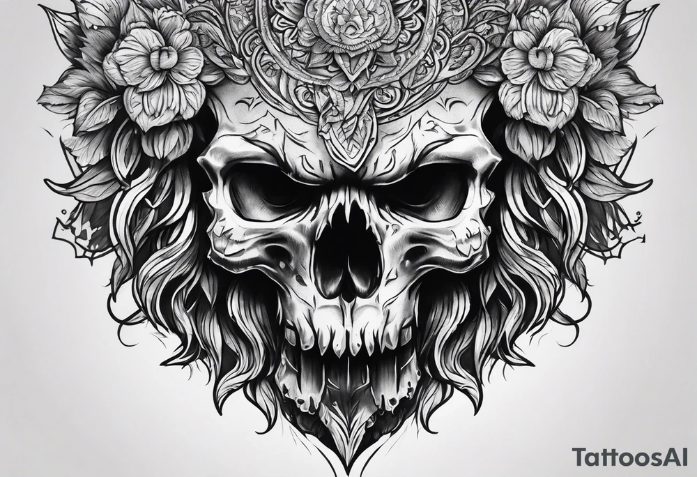 Got his skull bears head tattoo idea