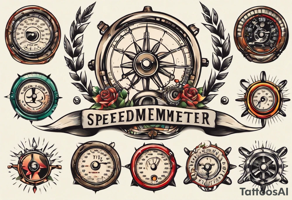 Speedometer and steering wheel tattoo idea