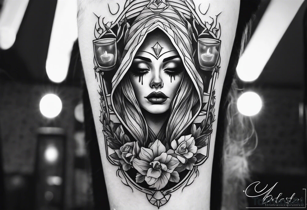 Bloody Mary ghost tattoo in a mirror tattoo idea