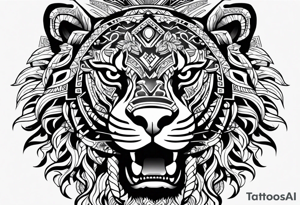 aztec jaguar tribal tattoo idea