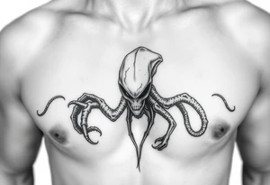 Alien on stomach tattoo idea