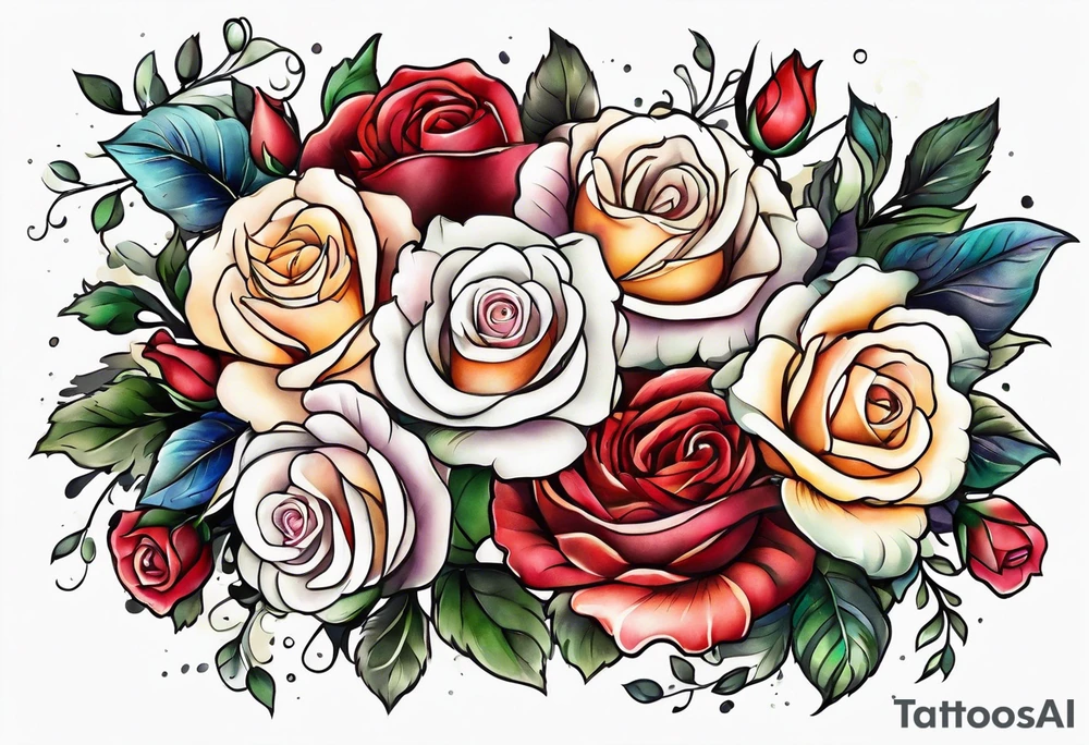 i want a full arm tattoo with simple flowers and roses tattoo idea