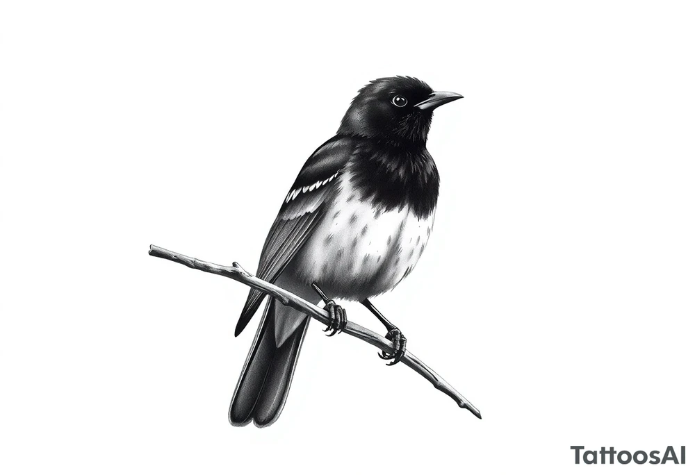 male eurasian blackbird sitting on a branch tattoo idea