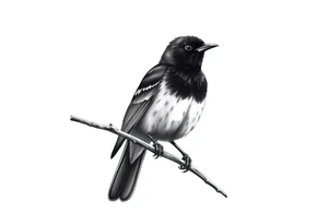male eurasian blackbird sitting on a branch tattoo idea