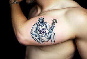 Kobe Bryant sitting with trophy tattoo idea