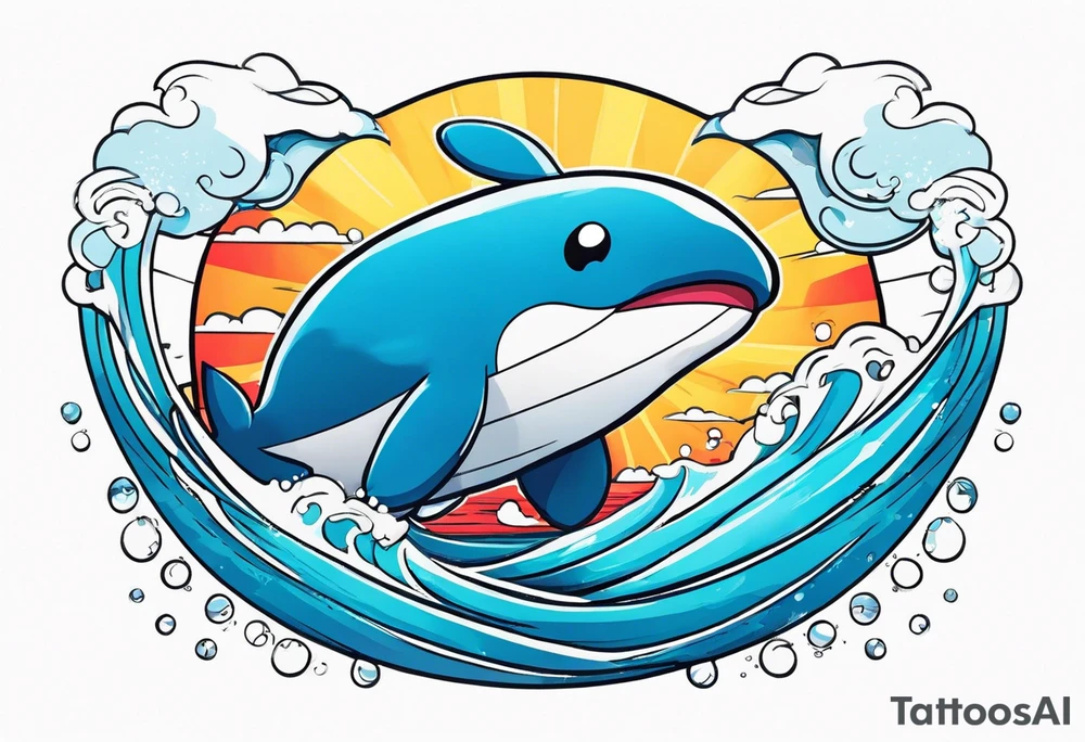 Wailord Pokemon in the ocean. tattoo idea