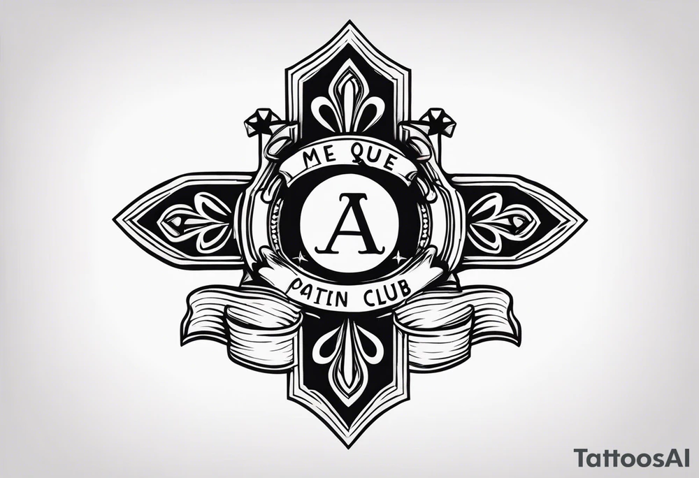 a cross with text MÉS QUE UN CLUB tattoo idea