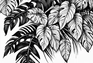 Tropical leaves tattoo idea