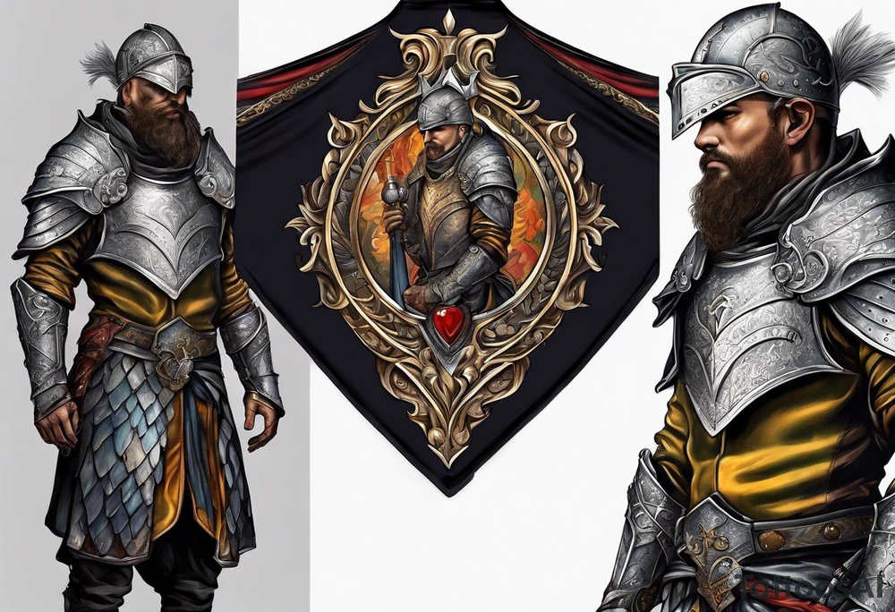 a beggar half suited in knights armor tattoo idea