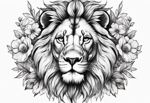 Lion with flowers tattoo idea