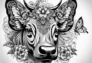 Butterfly and bull tattoo idea