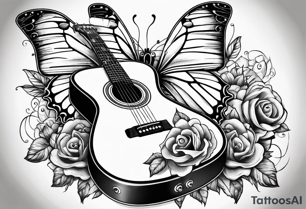 Guitar, butterfly, rainbow, game controller tattoo idea