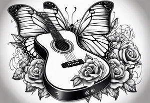 Guitar, butterfly, rainbow, game controller tattoo idea