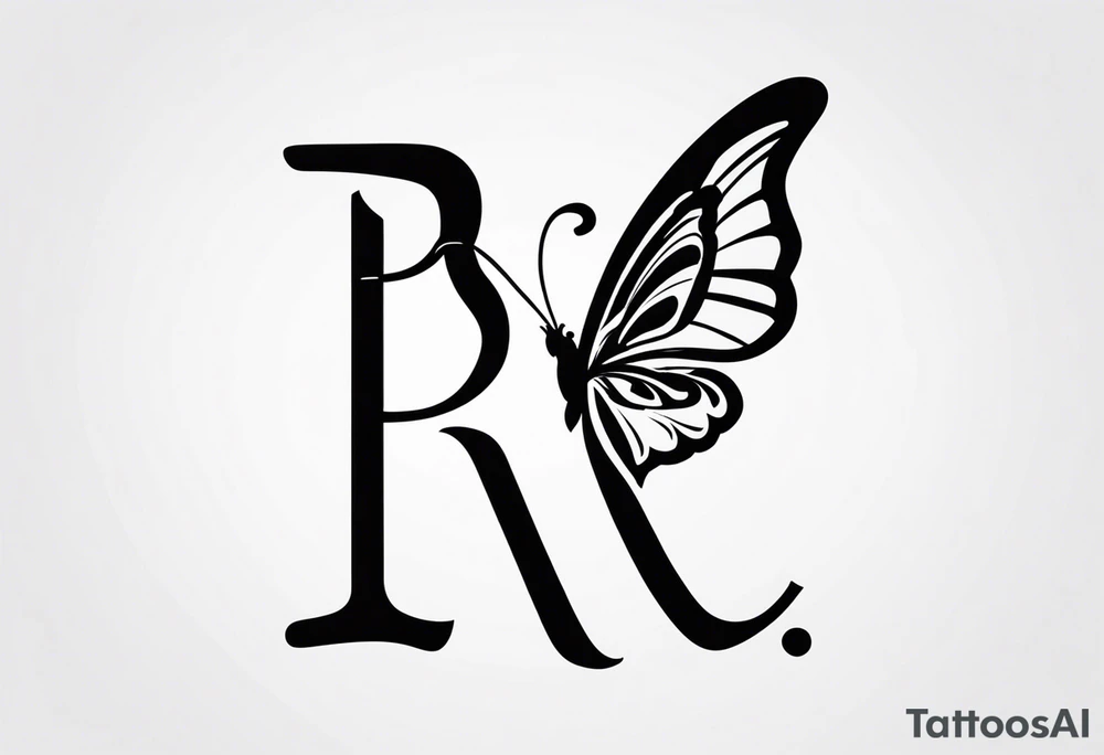 The letters RS with a small butterfly on the S tattoo idea