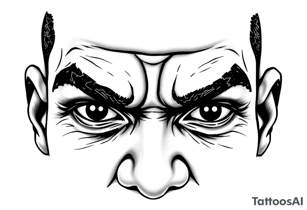 the words 
action beats anxiety with someone eyes who look extremely focused use lebron James game 6 vs Celtics tattoo idea