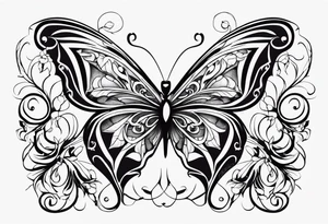 Number 444 intertwine with  butterfly and vines tattoo idea
