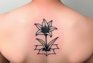 bathroom with lily coming up out of tile floor tattoo idea