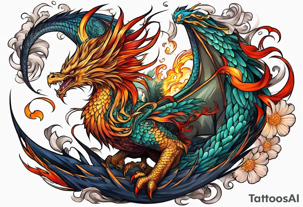 phoenix and a dragon tattoo idea