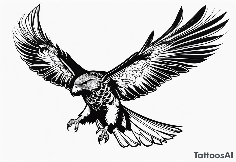 hawk in flight tattoo idea