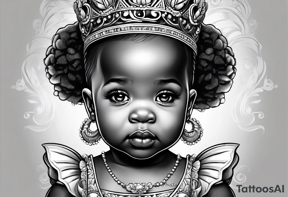 African American baby girl princess tattoo idea