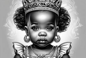 African American baby girl princess tattoo idea