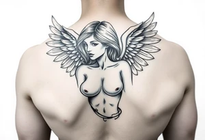 make a tatto of a female angel without clothes please. tattoo idea