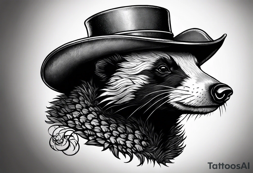 Honey badger wearing Irish hat tattoo idea