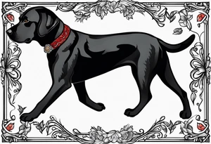 black lab line art tattoo idea