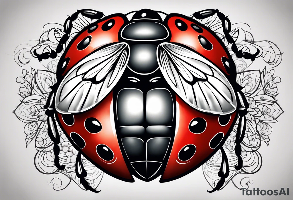 Wings out ladybug tattoo idea