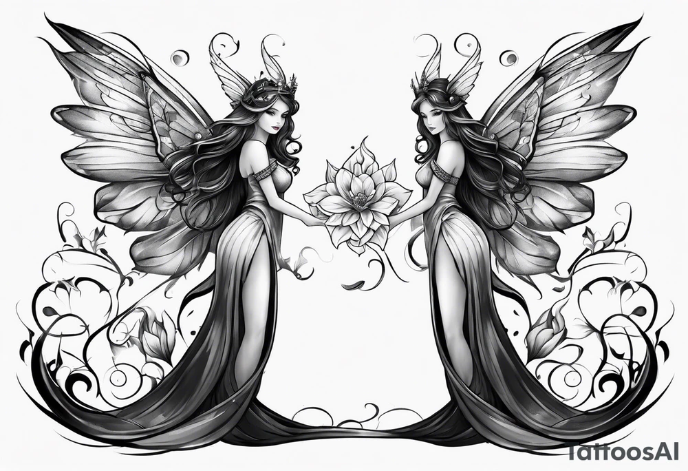 Full body small fairy mythical tattoo idea