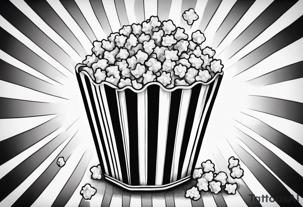 Traditional cinema Popcorn box with vertical stripes tattoo idea