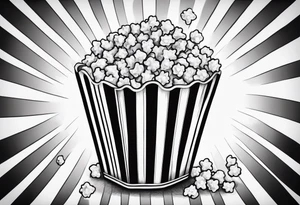 Traditional cinema Popcorn box with vertical stripes tattoo idea