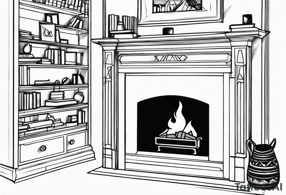 Cozy Fireplace tattoo idea