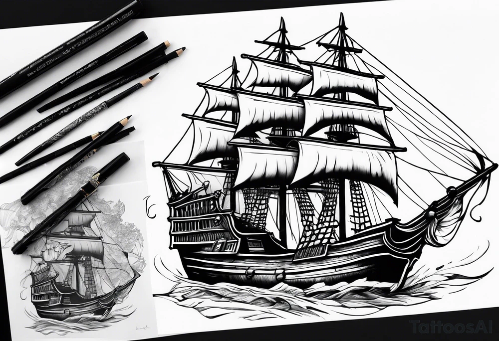 A pirate ship tattoo idea