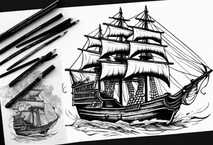 A pirate ship tattoo idea