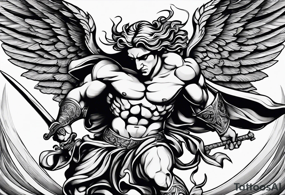 Angel fighting demon tattoo idea
