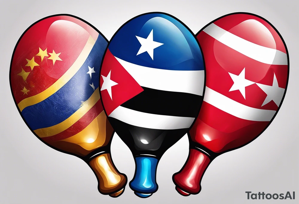 2 colorfull maracas with Cuban flag tattoo idea