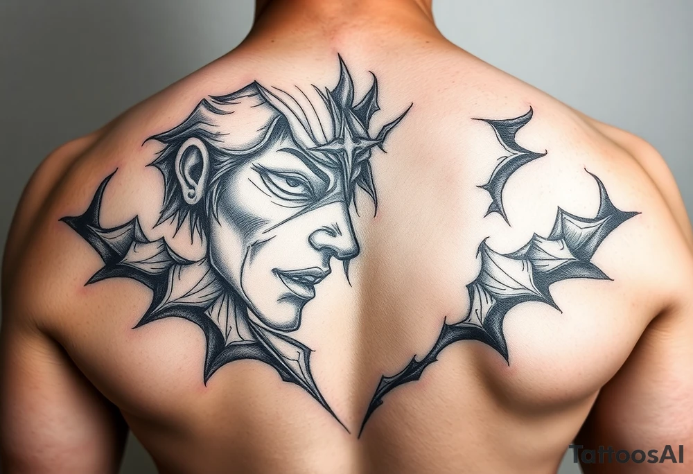 pencil sketch of dark and light emotion tattoo idea