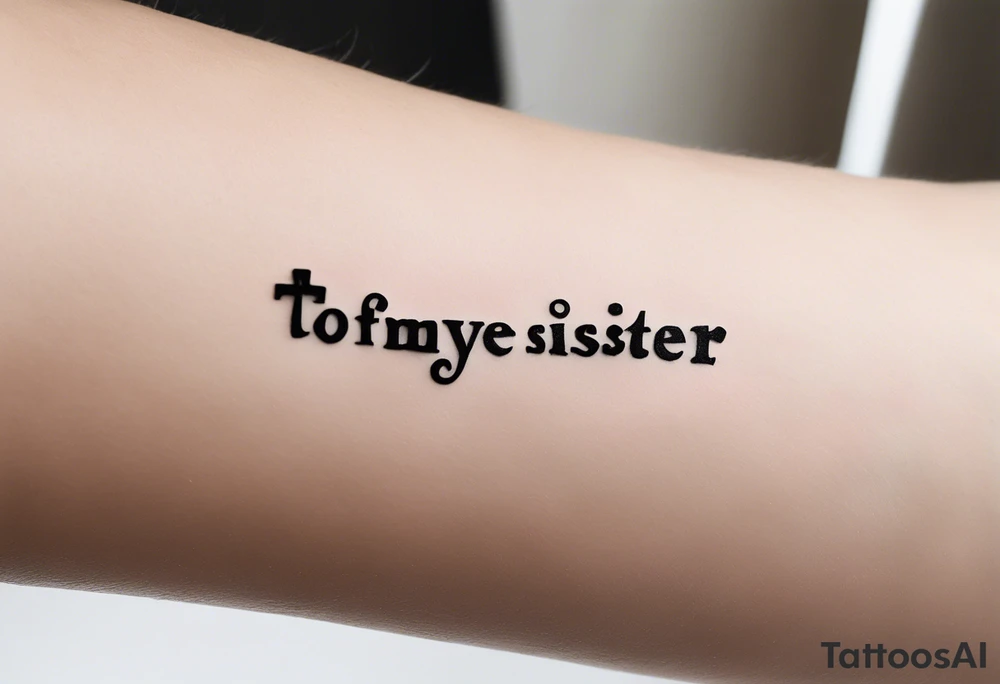 small, delicate tattoo in memory of my sister. Include the handwritten message:  "to my favorite sister" with a puzzle. Use negative space inside the puzzle piece to form the words, letting the words themselves shape part of the puzzle piece outline tattoo idea