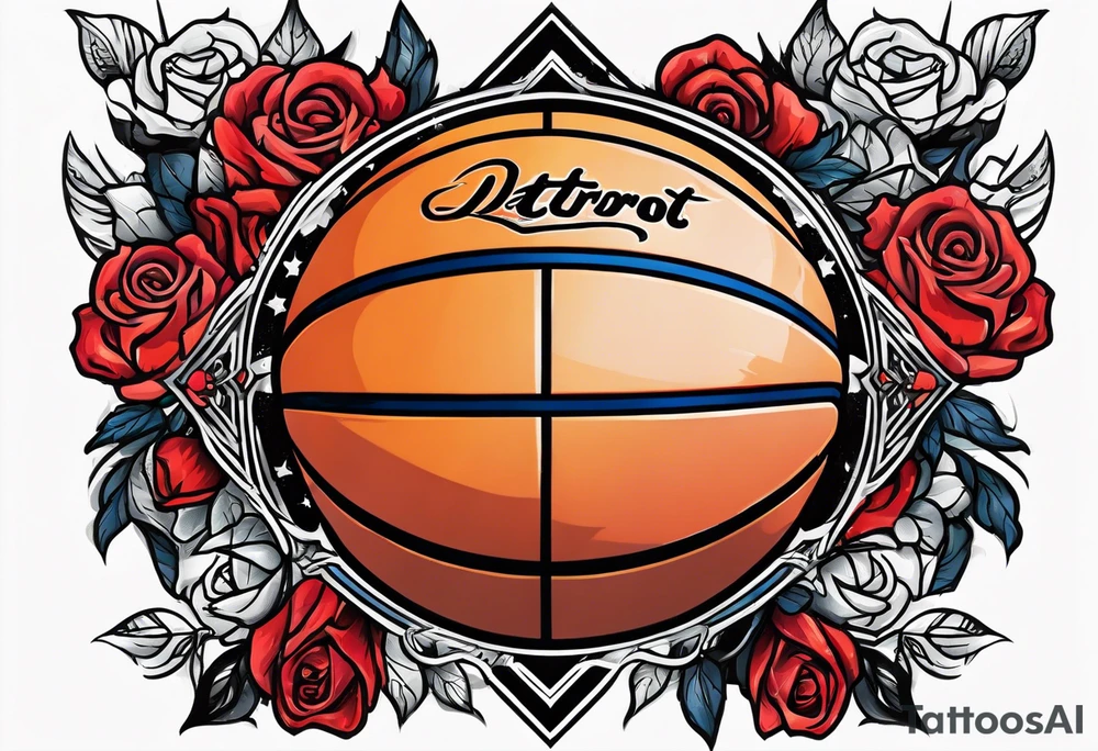 detroit city , basketball with 23 and virgo symbol and roses tattoo idea