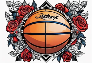 detroit city , basketball with 23 and virgo symbol and roses tattoo idea