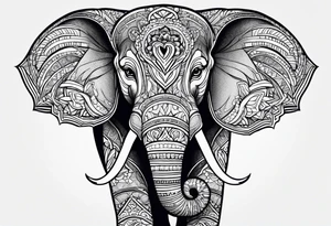 A Thai style design that is round and with an Asian elephant head facing forwards tattoo idea