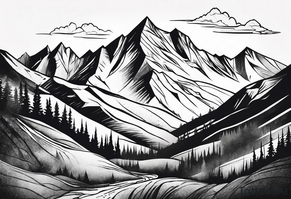 Mountains, concept tattoo idea