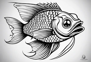 Line work fish tattoo idea