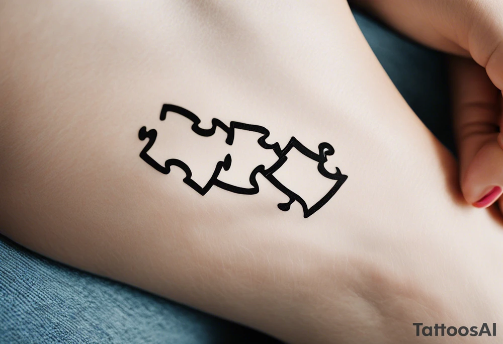 Puzzle Piece: A fine, clean outline with no shading, keeping the design light and elegant. Two pieces connected. 
Handwritten Text: inside the puzzle piece, your sister’s words “to my favorite sister,” carefully preserving the integrity of her handwriting.
This will create a balanced, meaningful design that's simple yet full of emotion—perfect for a small ankle tattoo. tattoo idea