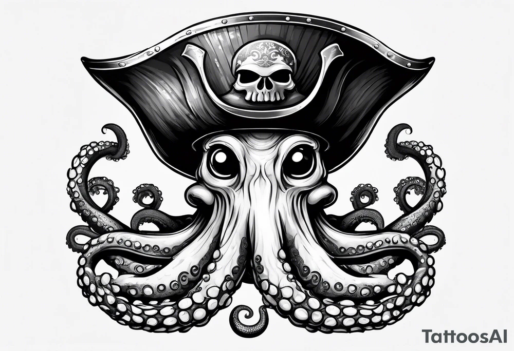 octopus wearing a pirate hat tattoo idea