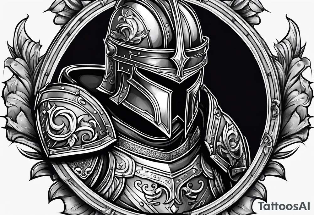 knight heavy armor and shield tattoo idea