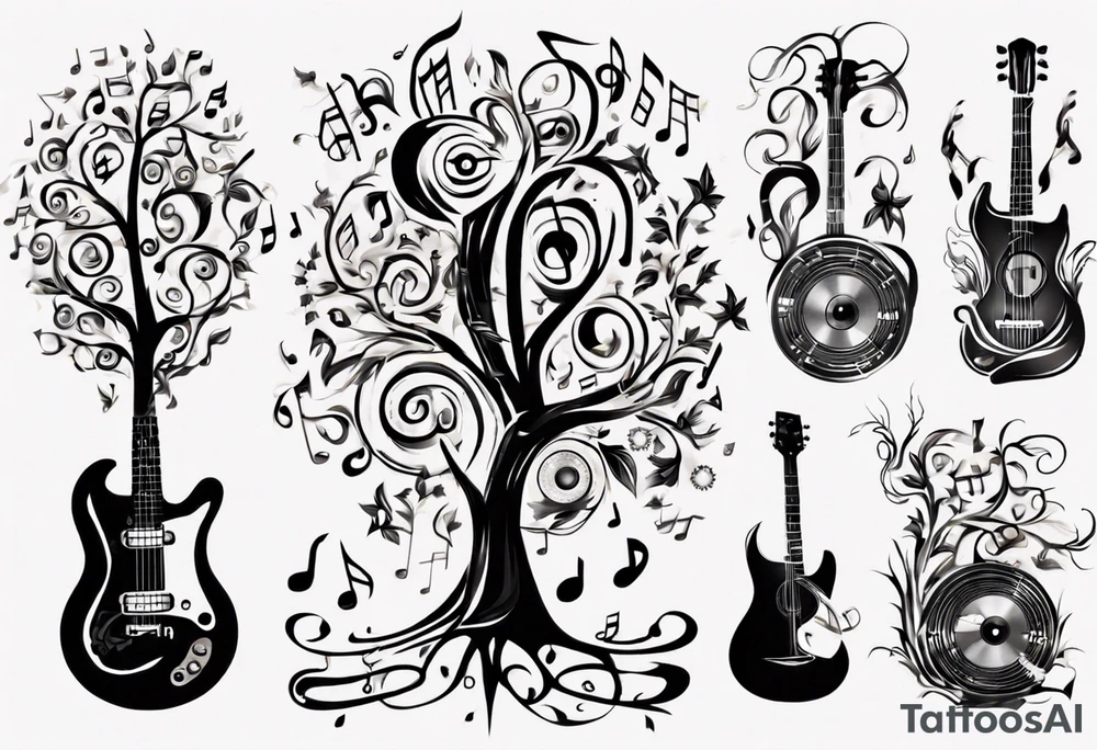 music speaker note tree stave notes tattoo idea