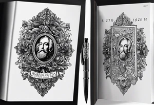 Book cover with "Howard 22.07.1937 - 23.03.2023" and a pen tattoo idea