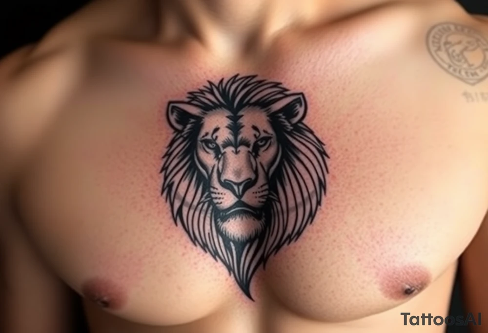 lion one one pec tattoo idea